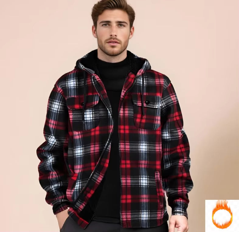 Julian's Menswear S Multi-color Men's Woven Fleece Plaid Jacket - Reinforced Stitching - Stay Warm in Style!