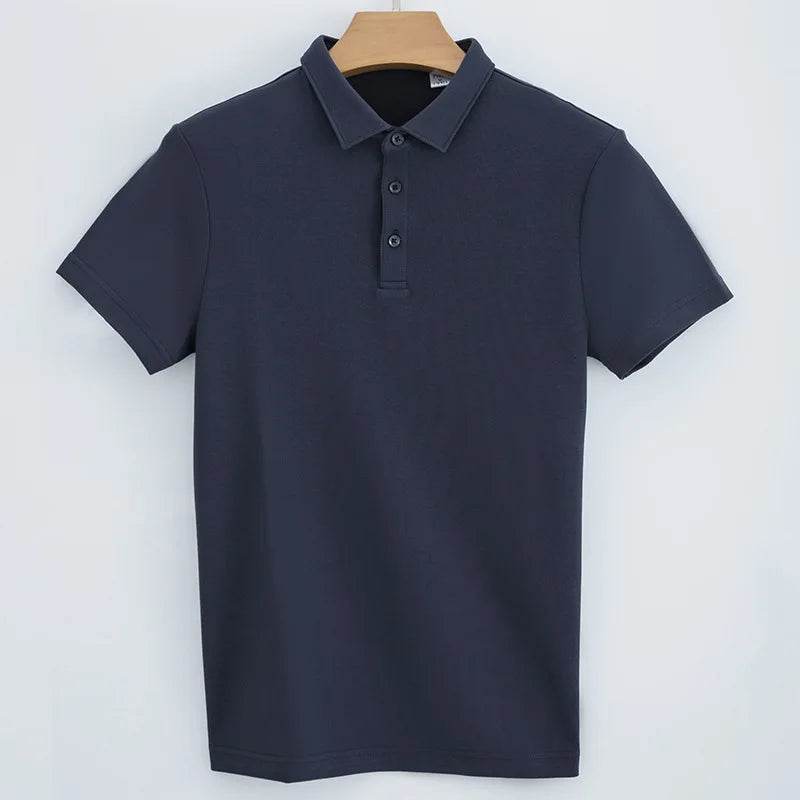 Men's Navy-Blue Casual Cotton Polo Shirt - Julian's Menswear