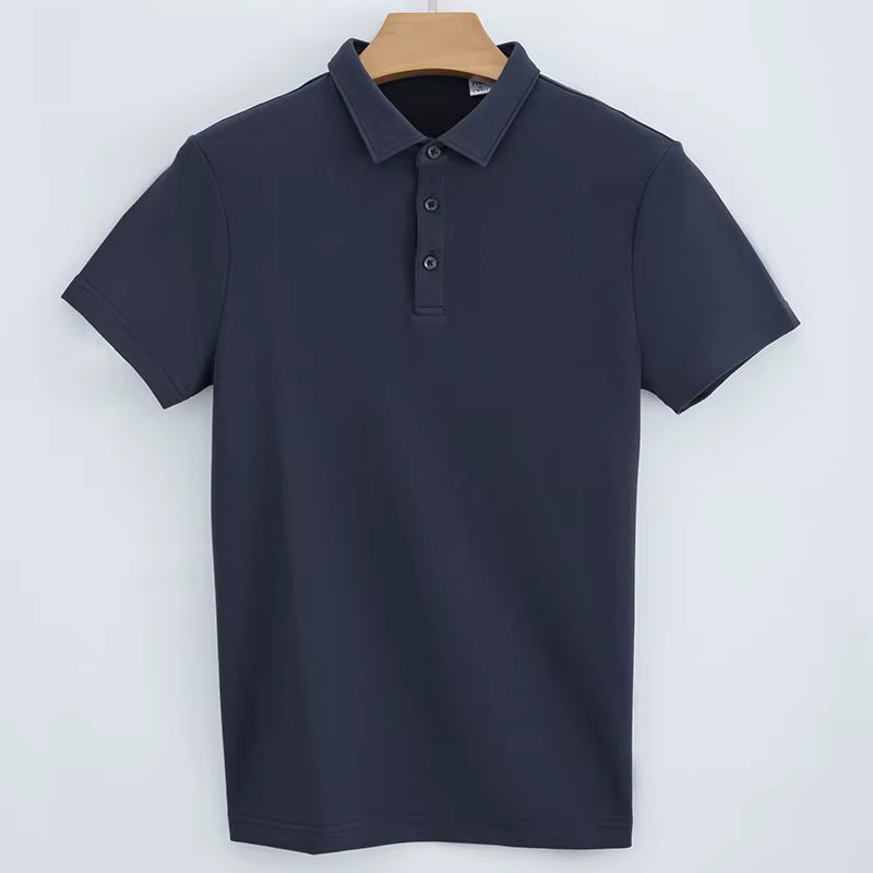 Men's Navy Blue Casual Cotton Polo Shirt - Julian's Menswear