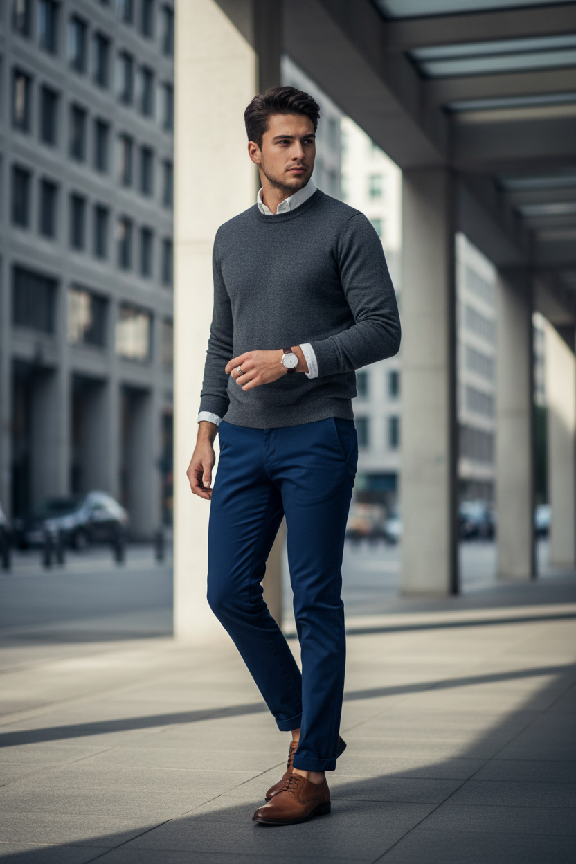 Men's Navy Classic Chino Pants  - Julian's Menswear