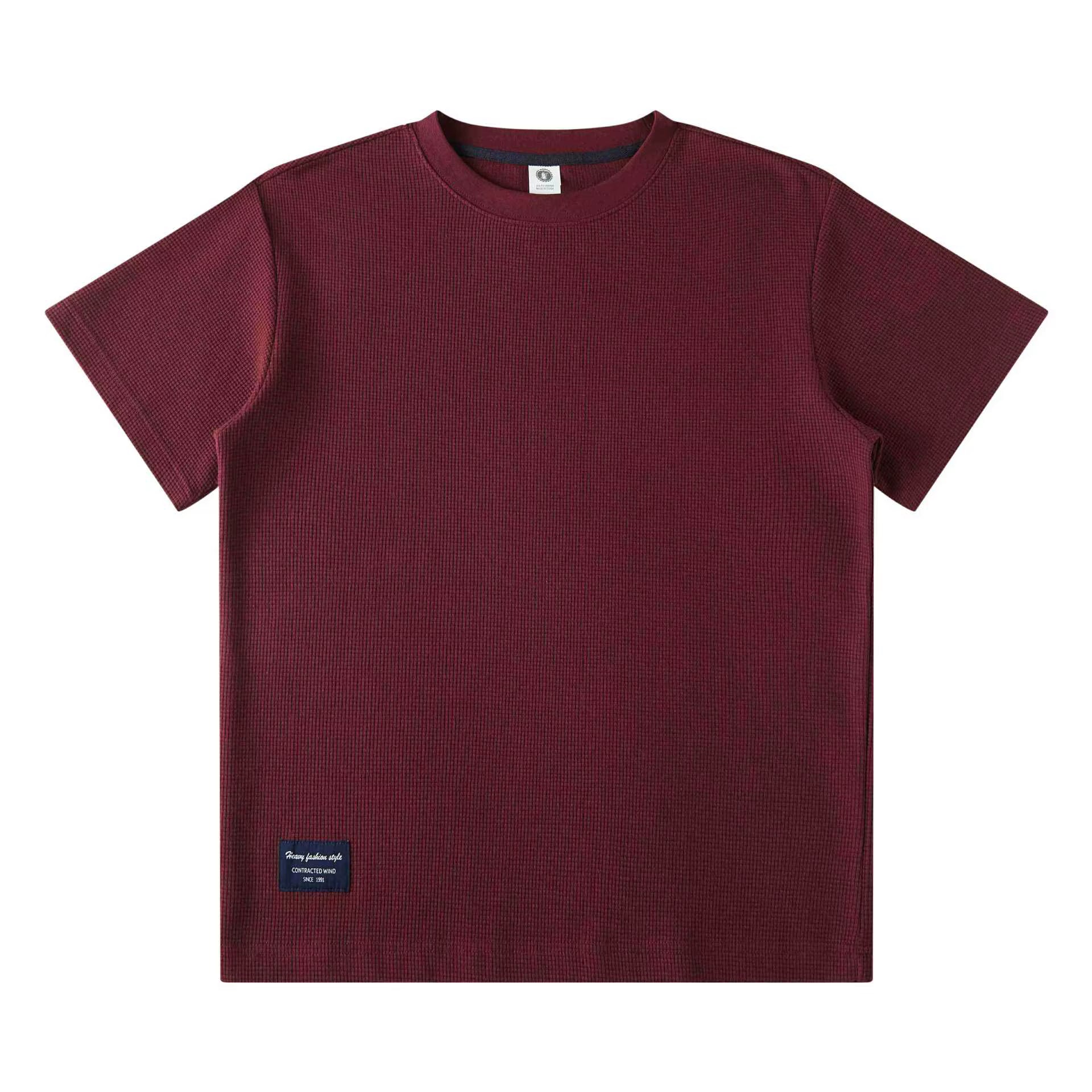S Red Men's Heavyweight 280GSM Waffle Knit Tee - All-Day Comfort & Retro Style Julian's Menswear