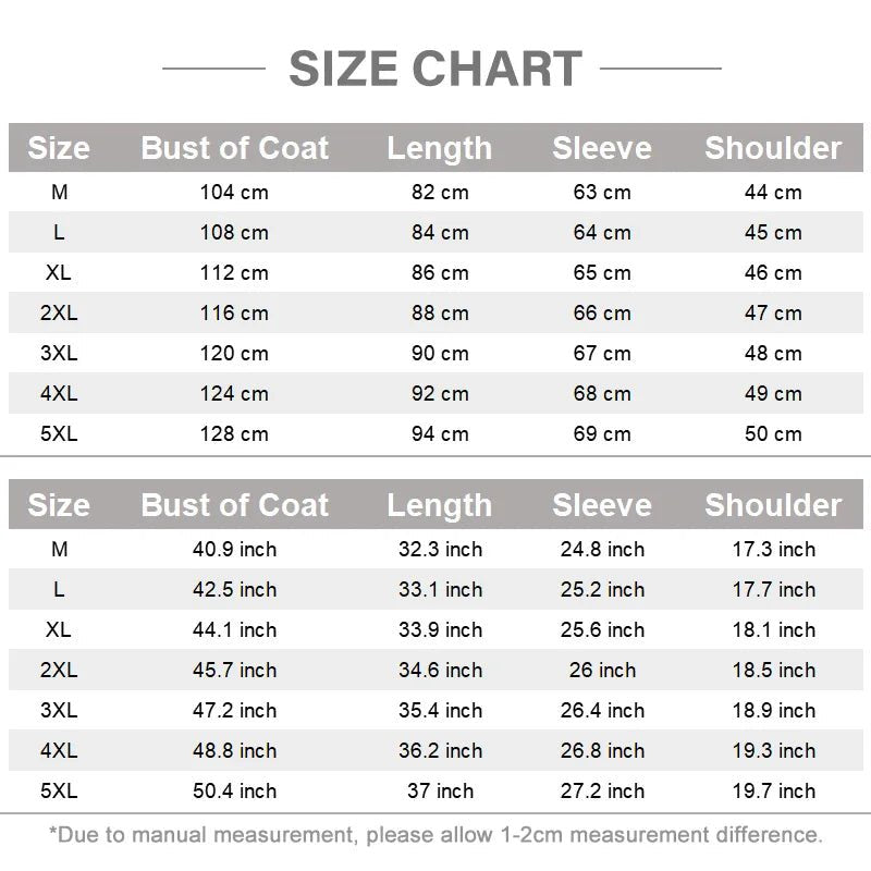 Men's Wool Overcoat with Detachable Hood | Size Chart | Julian's Menswear