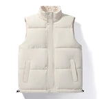 Julian's Menswear Men's Windproof Padded Half-Zip Vest - Waterproof Padded Layer - White & Black, Sizes M-5XL