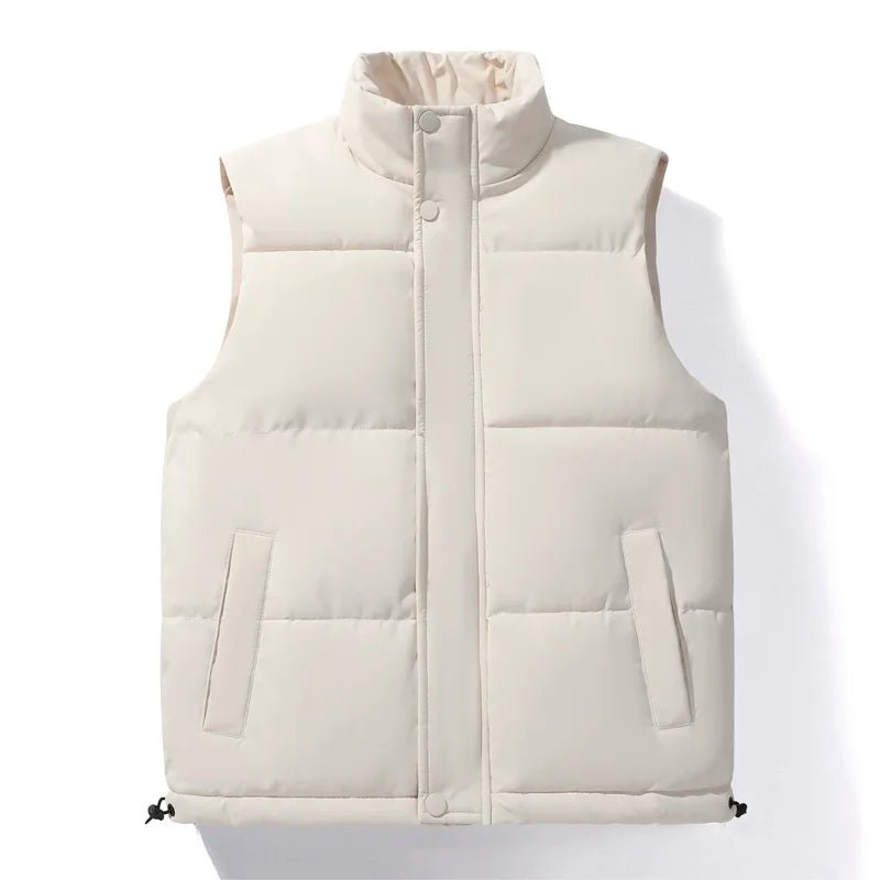Julian's Menswear Men's Windproof Padded Half-Zip Vest - Waterproof Padded Layer - White & Black, Sizes M-5XL