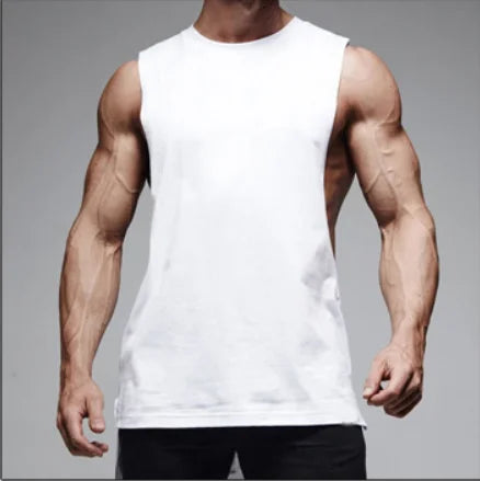 Men's Casual White Cotton Crew Tank Top - Julian's Menswear