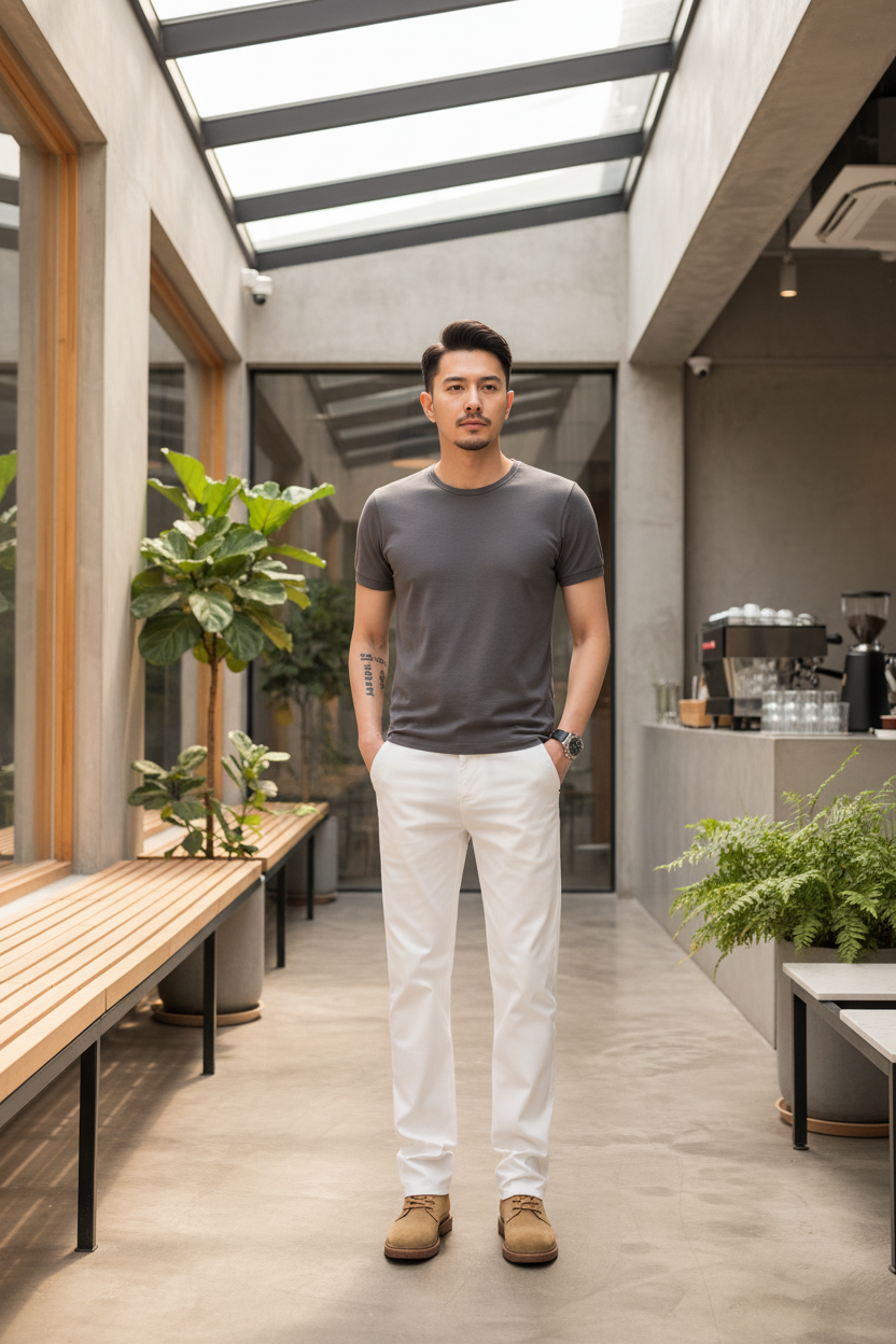 Men's White Classic Chino Pants - Julian's Menswear