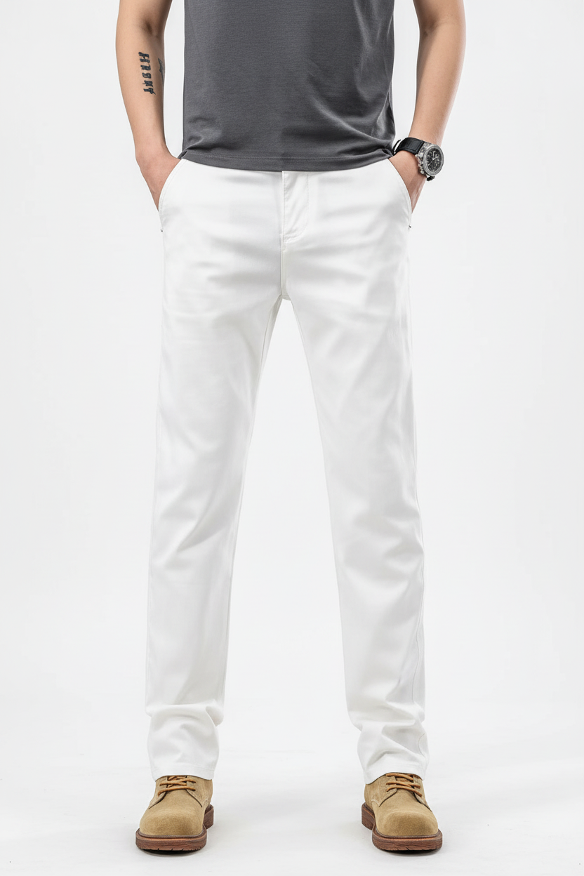 Men's White Classic Chino Pants - Julian's Menswear