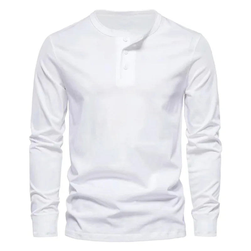 White Casual Long Sleeve Mens Shirt 
