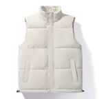 Julian's Menswear M White Men's Windproof Padded Half-Zip Vest - Waterproof Padded Layer - White & Black, Sizes M-5XL