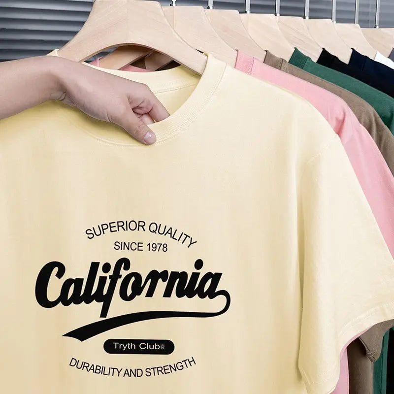 Men's Yellow California Casual Cotton T-shirt - Julian's Menswear