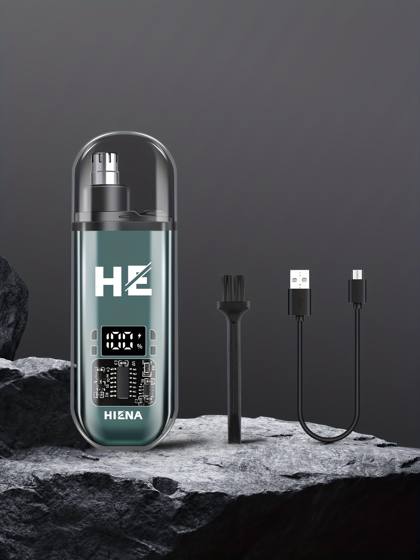 HIENA Portable Electric Nose Hair Trimmer with Digital Display - USB Rechargeable, Lithium Battery, Men's Grooming Tool