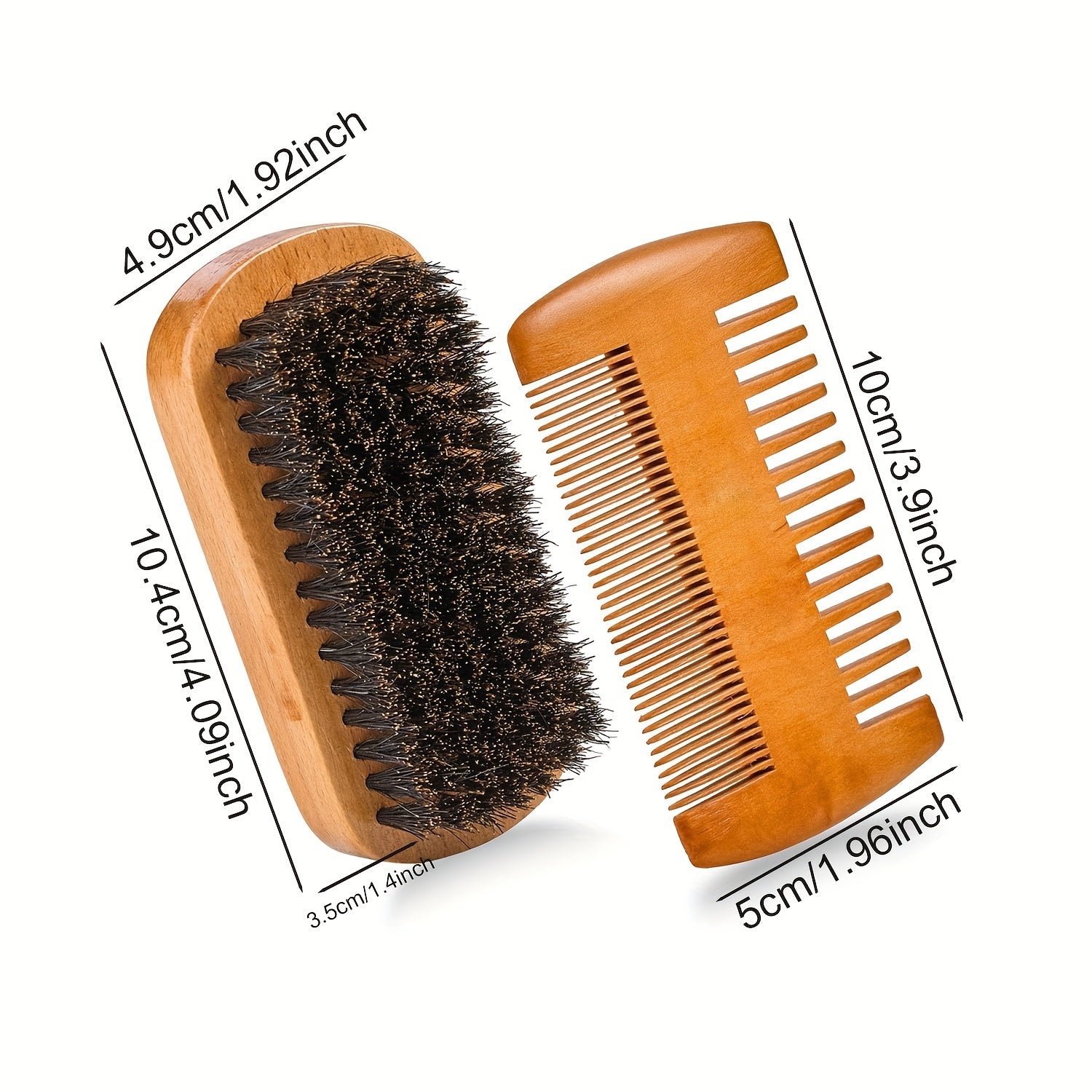 Wooden Beard and Comb Set for Men - Perfect for Beards Head Hair and Mustaches Men's Grooming Kit for Styling, contain Wooden Comb, Beard Brush, Small Scissors & More for Better Hair Care, Father's Day, Christmas, Halloween,