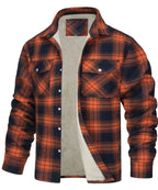 Julian's Menswear S Black Men's Casual Plaid Fleece-Lined Lapel Jacket - Classic Single-Breasted Winter Warmth