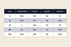 Julian's Menswear Size Chart