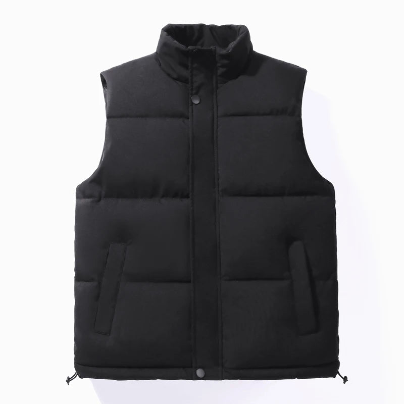 Julian's Menswear Men's Windproof Padded Half-Zip Vest - Waterproof Padded Layer - White & Black, Sizes M-5XL