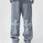 Men's Embroidered Wide Leg Jeans – Loose Fit Denim | Julian's Menswear