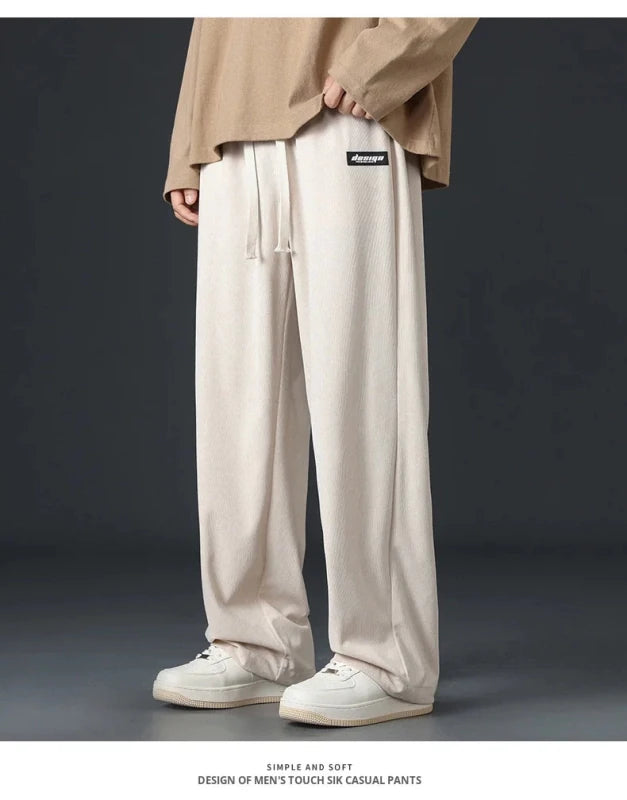 Julian's Menswear Men's Wide-Leg Corduroy Pants in Beige, Dark Gray, and Black — Stay stylish and comfortable all day!