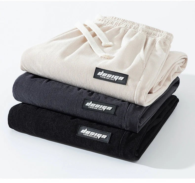 Julian's Menswear Men's Wide-Leg Corduroy Pants in Beige, Dark Gray, and Black — Stay stylish and comfortable all day!