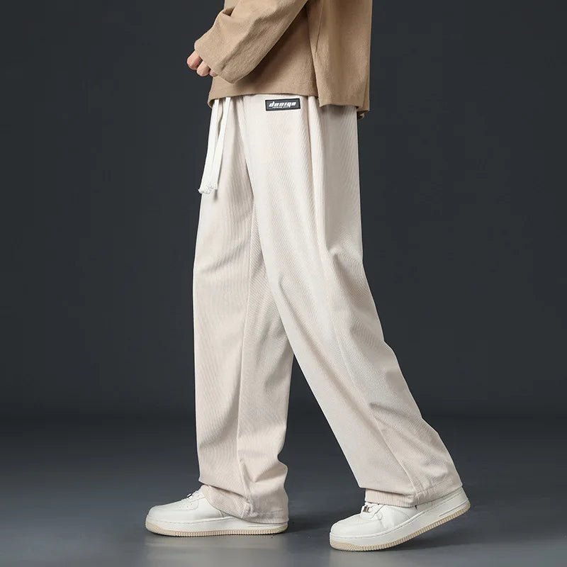 Julian's Menswear Men's Wide-Leg Corduroy Pants in Beige, Dark Gray, and Black — Stay stylish and comfortable all day!