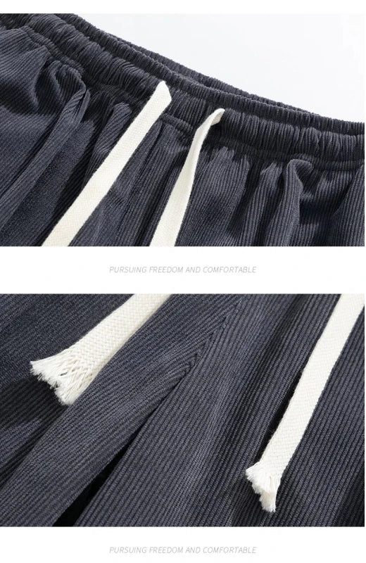 Julian's Menswear Men's Wide-Leg Corduroy Pants in Beige, Dark Gray, and Black — Stay stylish and comfortable all day!