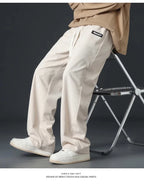 Julian's Menswear Men's Wide-Leg Corduroy Pants in Beige, Dark Gray, and Black — Stay stylish and comfortable all day!