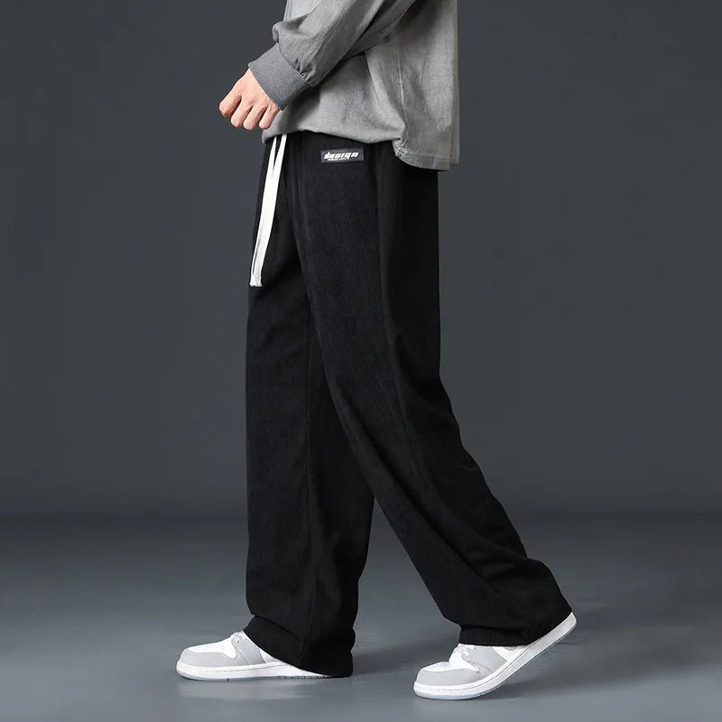 Julian's Menswear Men's Wide-Leg Corduroy Pants in Beige, Dark Gray, and Black — Stay stylish and comfortable all day!