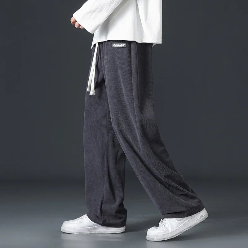 Julian's Menswear Men's Wide-Leg Corduroy Pants in Beige, Dark Gray, and Black — Stay stylish and comfortable all day!