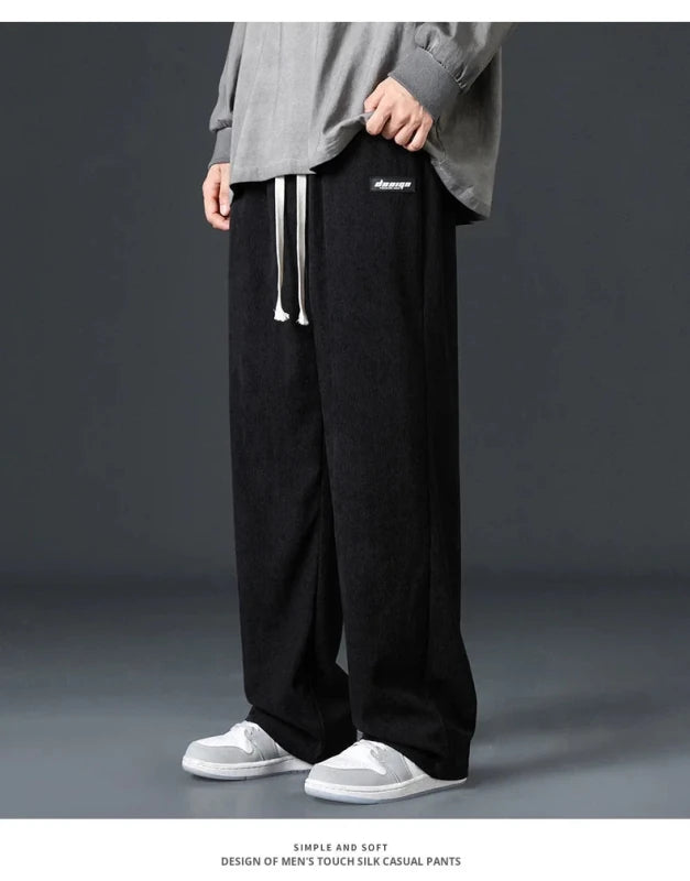 Julian's Menswear Men's Wide-Leg Corduroy Pants in Beige, Dark Gray, and Black — Stay stylish and comfortable all day!