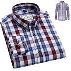 Julian's Menswear Men's Casual Cotton Plaid Long-Sleeve Shirt