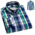 Julian's Menswear Men's Casual Cotton Plaid Long-Sleeve Shirt