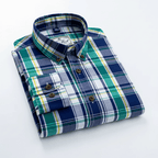 Julian's Menswear 38 Mint Men's Cotton Plaid Casual Shirt: Smart and Stylish Satin Anti - Pilling, Versatile Colours