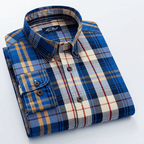 Julian's Menswear 38 Dark Blue Men's Cotton Plaid Casual Shirt: Smart and Stylish 100%, Anti - Pilling, Versatile Colours