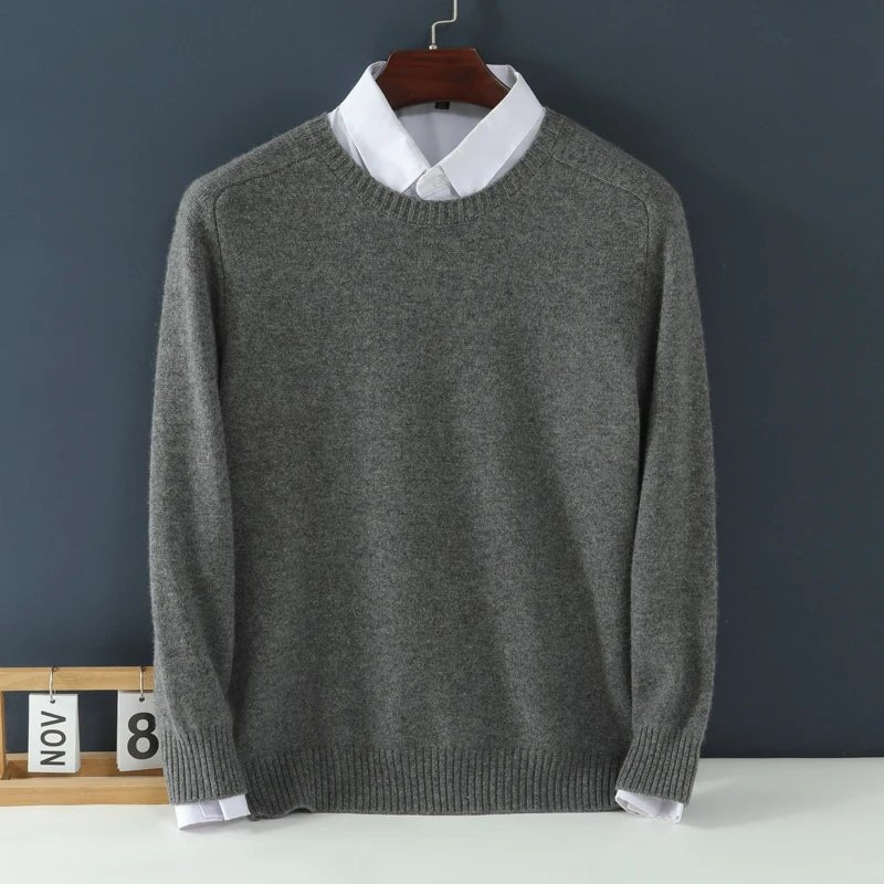 Julian's Menswear Men's Cashmere O-Neck Pullover Sweater- Ultimate Comfort & Style
