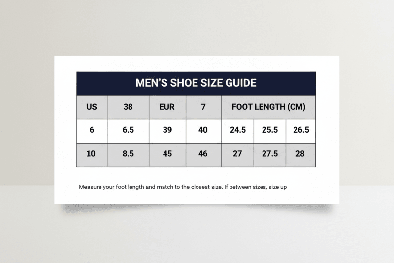 Men's Shoe Size Chart