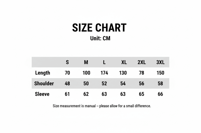 Hoodie Size Chart