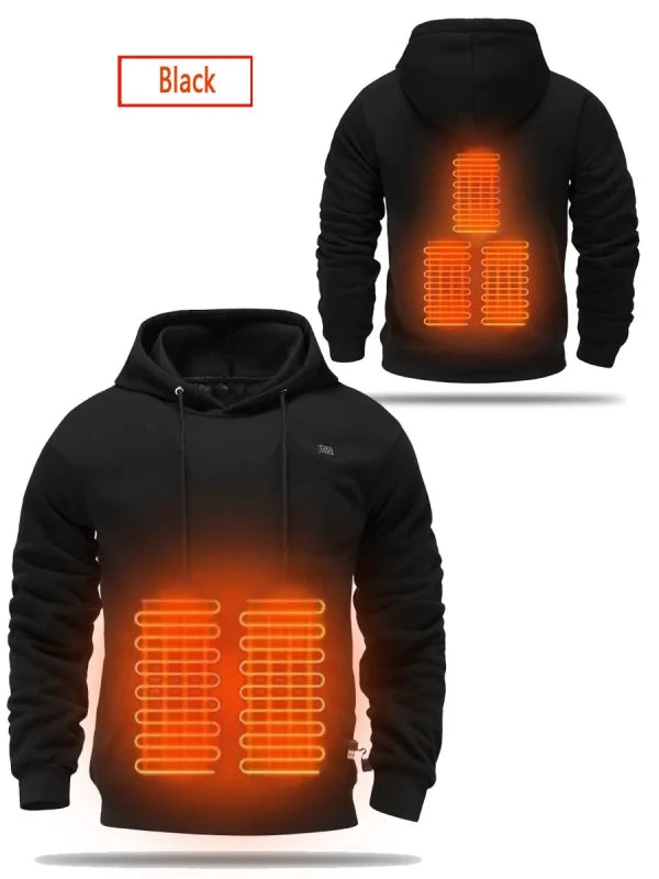 Julian's Menswear S Burgundy Men's USB Electric Heated Fleece Hoodie - 5 - Zone Heating in 4 Colors
