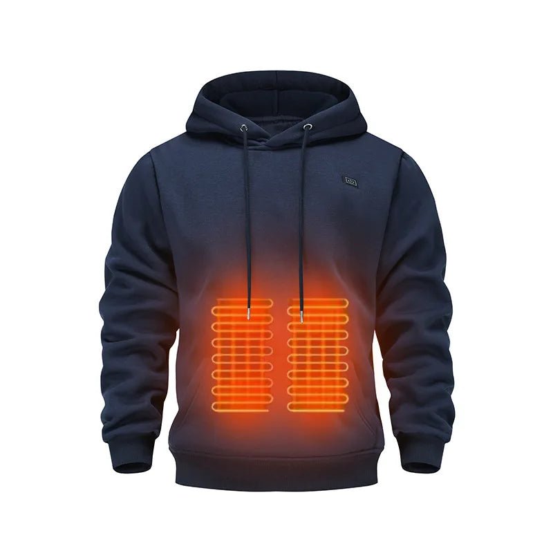 Julian's Menswear S Burgundy Men's USB Electric Heated Fleece Hoodie - 5 - Zone Heating in 4 Colors