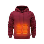 Julian's Menswear S Burgundy Men's USB Electric Heated Fleece Hoodie - 5 - Zone Heating in 4 Colors