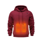 Julian's Menswear S Burgundy Men's USB Electric Heated Fleece Hoodie - 5 - Zone Heating in 4 Colors