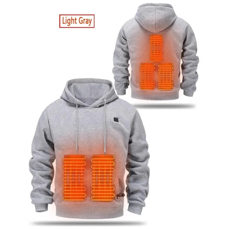 Julian's Menswear S Burgundy Men's USB Electric Heated Fleece Hoodie - 5 - Zone Heating in 4 Colors