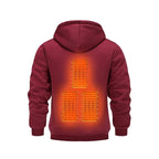 Julian's Menswear S Burgundy Men's USB Electric Heated Fleece Hoodie - 5 - Zone Heating in 4 Colors