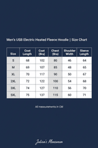 Julian's Menswear S Light Gray Men's USB Electric Heated Fleece Hoodie - 5 - Zone Heating in 4 Colors