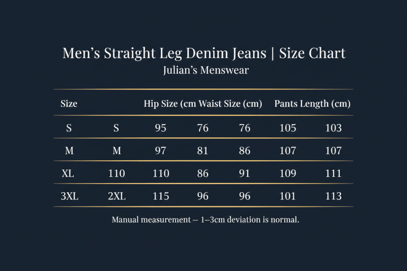 Julian's Menswear Dark Blue S Men's Straight Leg Denim Jeans