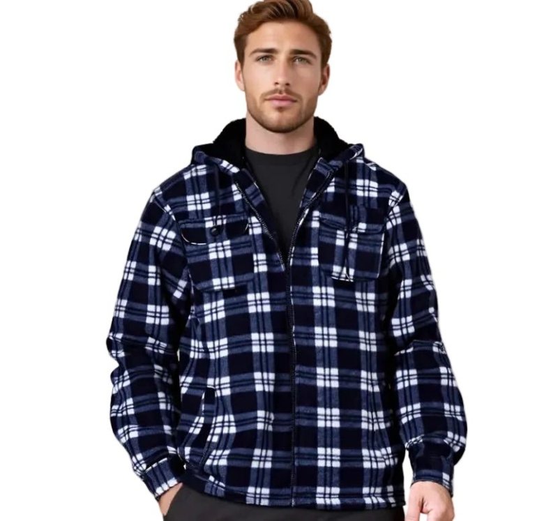 Men's Casual Fleece Plaid Jacket | Julian's Menswear