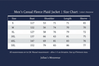 Men's Casual Fleece Plaid Jacket | Size Chart | Julian's Menswear