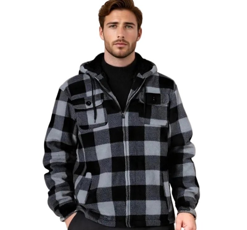 Men's Casual Fleece Plaid Jacket | Julian's Menswear