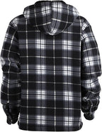 Julian's Menswear S Black Men's Casual Fleece Plaid Jacket - Heavyweight Polyester - Reinforced Stitching