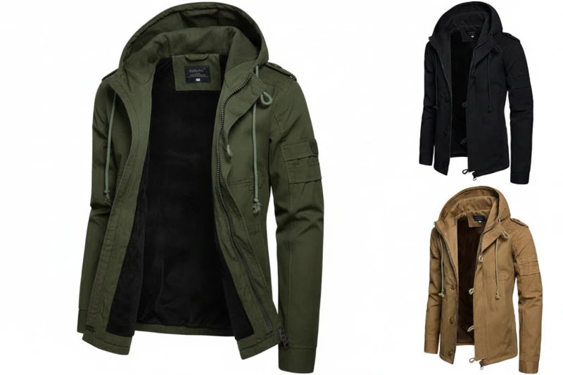 Julian's Menswear Men's Casual Windproof Hooded Jacket