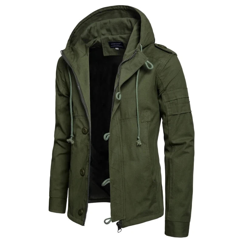 Julian's Menswear Men's Casual Windproof Hooded Jacket