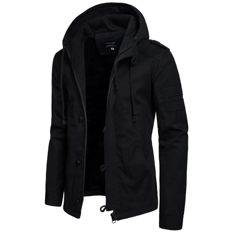 Julian's Menswear Men's Casual Windproof Hooded Jacket